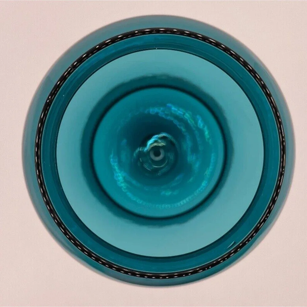 Vintage Handblown Blue Footed Vase Art Glass